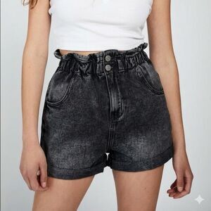 Cotton On Black Paperbag Waist Denim Shorts Women’s Size 4 High Rise